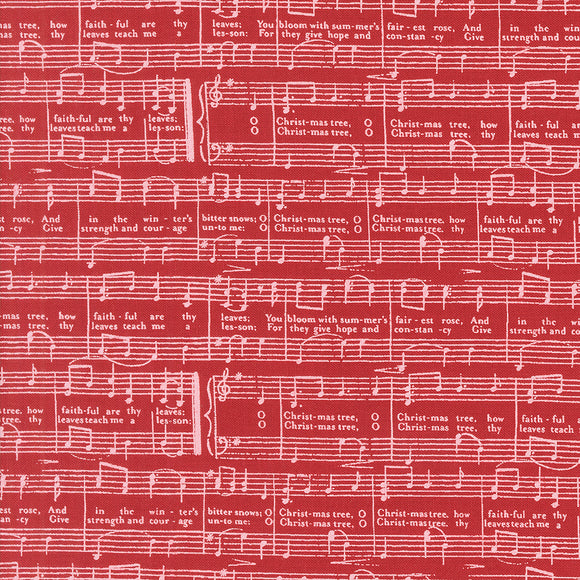 PREORDER Berry and Pine Music Notes Cranberry 5244 14 by Lella Boutique- Moda-1/2 yard