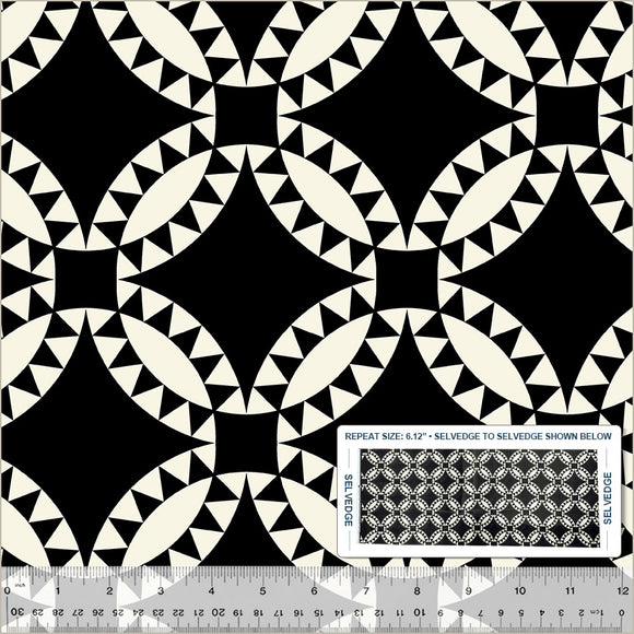 Perfect Points- Pickle Dish -Black and White 54225-1 by Whistler Studios for Windham Fabrics-1 Yard