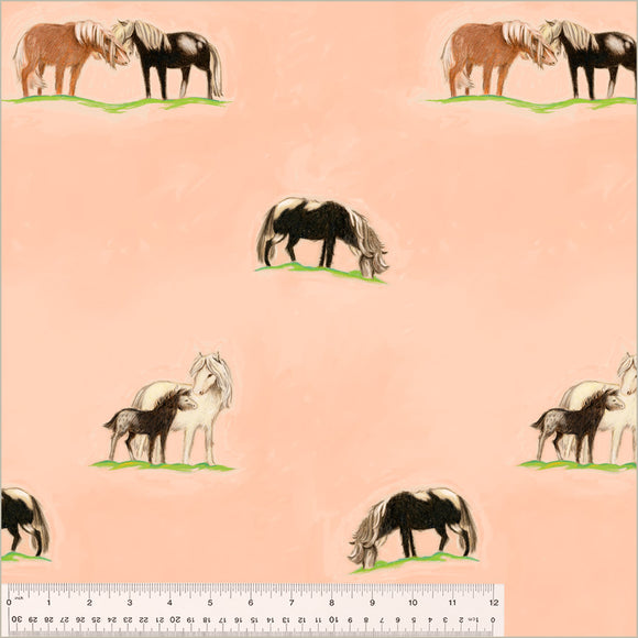 Ponies Peach 54253D-4 from Heather Ross By Hand by Heather Ross for Windham Fabrics-1/2 Yard