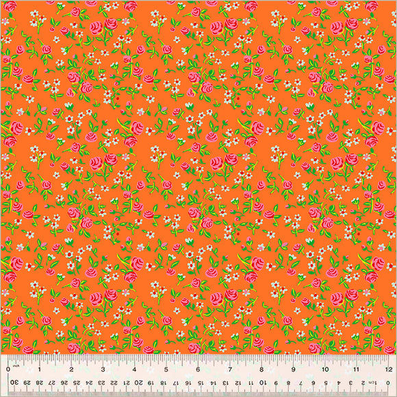 Mousy Floral Tangerine 54255D-7  from Heather Ross By Hand by Heather Ross for Windham Fabrics-1/2 Yard