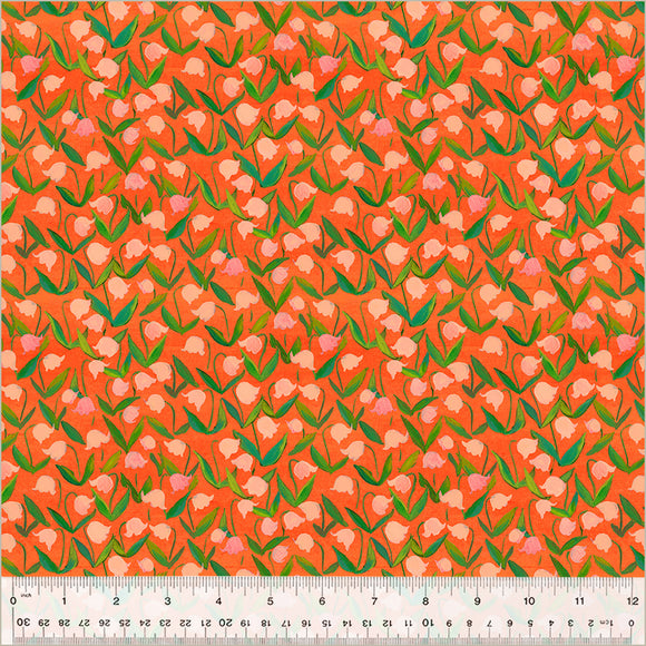 Flowerbed Coral 54257D-12  from Heather Ross By Hand by Heather Ross for Windham Fabrics-1/2 Yard