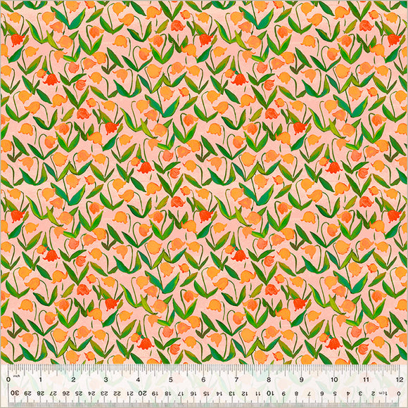 Flowerbed Salmon 54257D-3  from Heather Ross By Hand by Heather Ross for Windham Fabrics-1/2 Yard