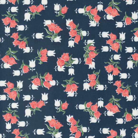 PREORDER  Rosemary Cottage Tulips Navy 55314 14 by Camille Roskelley - Moda - 1/2 yard