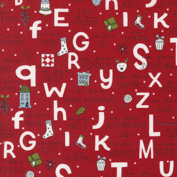 On Dasher A To Z Red 55660 22 by Sweetwater - Moda- 1/2 Yard