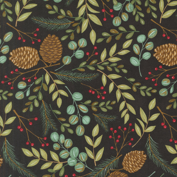 Winter Friends Woodland Greenery Charcoal Black 56131 18 by Deb Strain- 1/2 Yard
