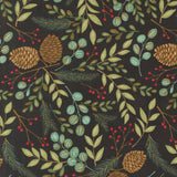 Winter Friends Woodland Greenery Charcoal Black 56131 18 by Deb Strain- 1/2 Yard