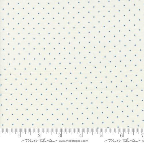 PREORDER  Shoreline Dot Cream Medium Blue 55307 11  by Camille Roskelley - Moda - 1/2 yard