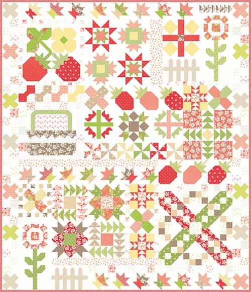 PREORDER Strawberry Garden Quilt Kit using Jelly and Jam by Fig Tree- Moda- 60