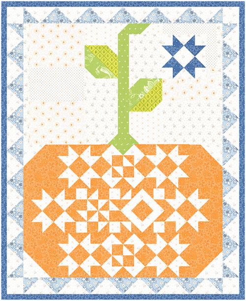 PREORDER Pumpkin and Denim Quilt Kit using Denim and Daisies  by Fig Tree and Co- Moda-21