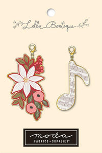 PREORDER Berry and Pine Poinsettia Music Note Zip Pull 2ct LB191 by Lella Boutique- Moda