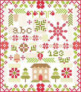 PREORDER Twas The Night Before Christmas Block of The Month Quilt Kit using Buon Natale by Fig Tree - Moda- 71" X 80"