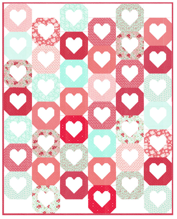 Classic Hearts Quilt Kit in Lighthearted by Camille Roskelley - pattern not included by Emily Dennis of Quilty Love-Choose size