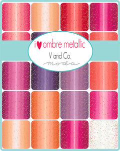 I Heart Ombre - Metallic Fat Quarter Bundle 10875ABM by V and Co - Moda Fabrics- 11 Prints