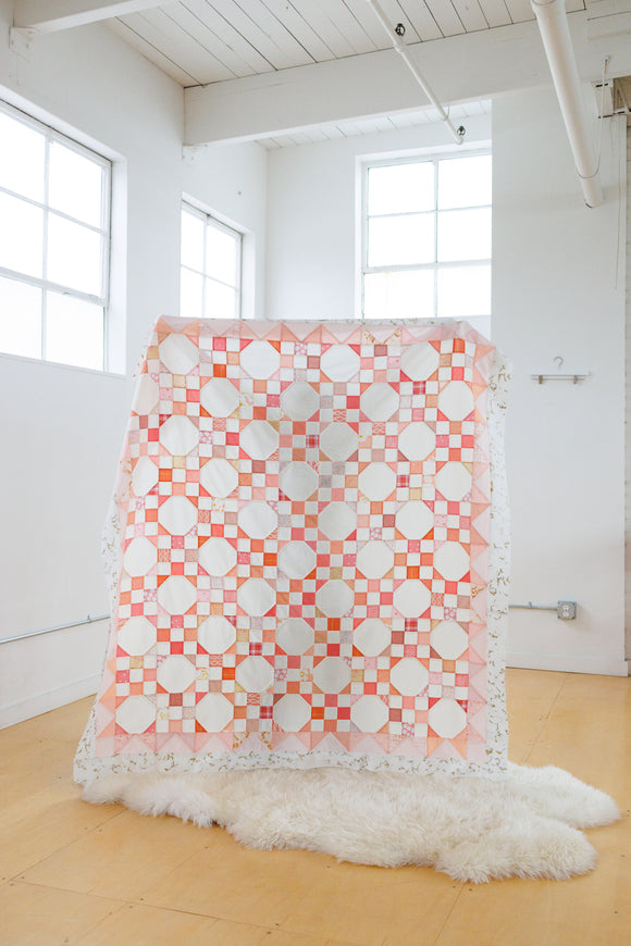 Scrappy Peach Barrett Quilt Kit - Then Came June - Large Throw Size Quilt