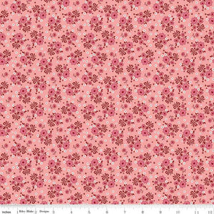 Calico Heirloom Coral Bouquet C12840 by Lori Holt for Riley Blake Designs- 1/2 Yard