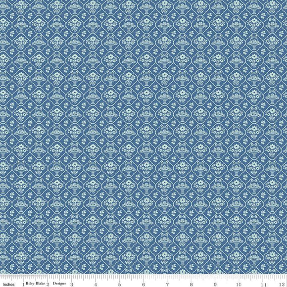 Calico Wallpaper Denim C12841 by Lori Holt for Riley Blake Designs- 1/2 Yard