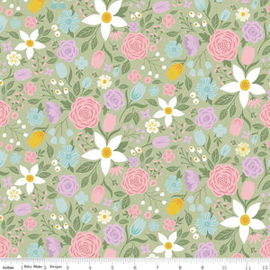 Bunny Trail Main C14250-GREEN  by Dani Mogstad for Riley Blake Fabric- 1/2 YARD