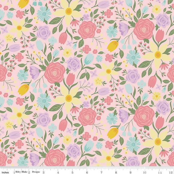 Bunny Trail Main C14250-Pink by Dani Mogstad for Riley Blake Fabric- 1/2 YARD