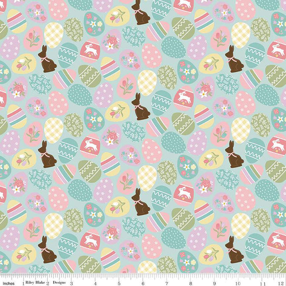 Bunny Trail Easter Eggs  C14251-POWDER by Dani Mogstad for Riley Blake Fabric- 1/2 YARD