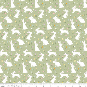 Bunny Trail Bunnies C14252-GREEN by Dani Mogstad for Riley Blake Fabric- 1/2 YARD