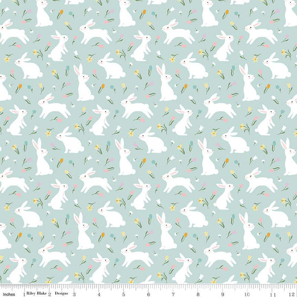 Bunny Trail Bunnies C14252-POWDER by Dani Mogstad for Riley Blake Fabric- 1/2 YARD