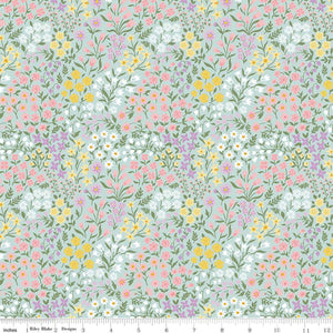 Bunny Trail Spring Floral C14253-POWDER by Dani Mogstad for Riley Blake Fabric- 1/2 YARD