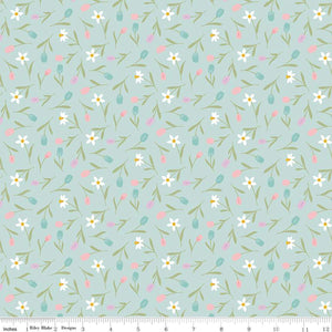 Bunny Trail Tulip Toss C14254-POWDER by Dani Mogstad for Riley Blake Fabric- 1/2 YARD