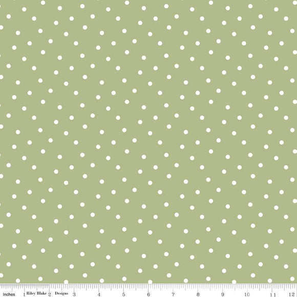 Bunny Trail Dots C14257-GREEN by Dani Mogstad for Riley Blake Fabric- 1/2 YARD