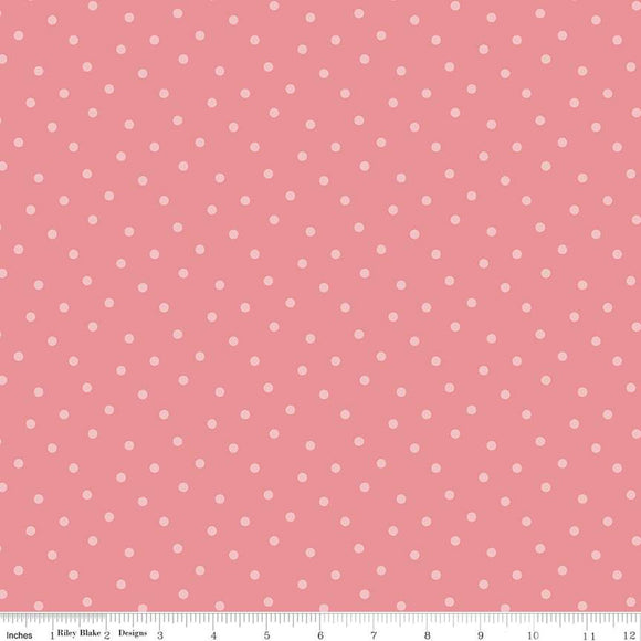 Bunny Trail Dots C14257-PEONY by Dani Mogstad for Riley Blake Fabric- 1/2 YARD