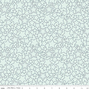 Sweet Freedom Stars Bleached Denim C14414-BLEACHED by Beverly McCullough for Riley Blake Designs -1/2 yard