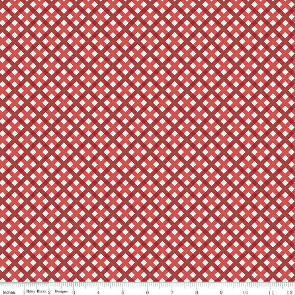 Sweet Freedom Gingham Picnic Red C14417-RED by Beverly McCullough for Riley Blake Designs -1/2 yard