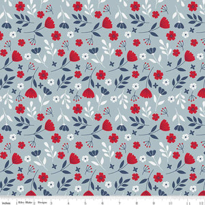American Beauty Floral C14441-STORM by Dani Mogstad for Riley Blake Fabric- 1/2 YARD
