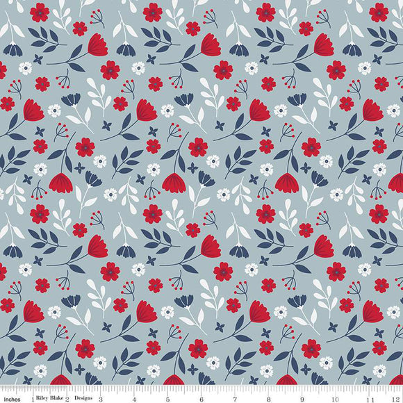 American Beauty Floral C14441-STORM by Dani Mogstad for Riley Blake Fabric- 1/2 YARD