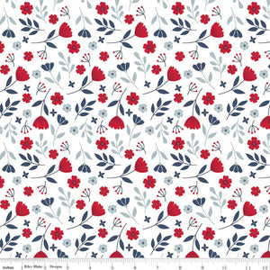 American Beauty Floral C14441-WHITE by Dani Mogstad for Riley Blake Fabric- 1/2 YARD