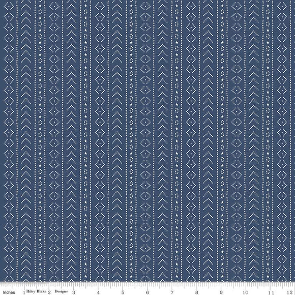 American Beauty Stripe C14447-NAVY by Dani Mogstad for Riley Blake Fabric- 1/2 YARD