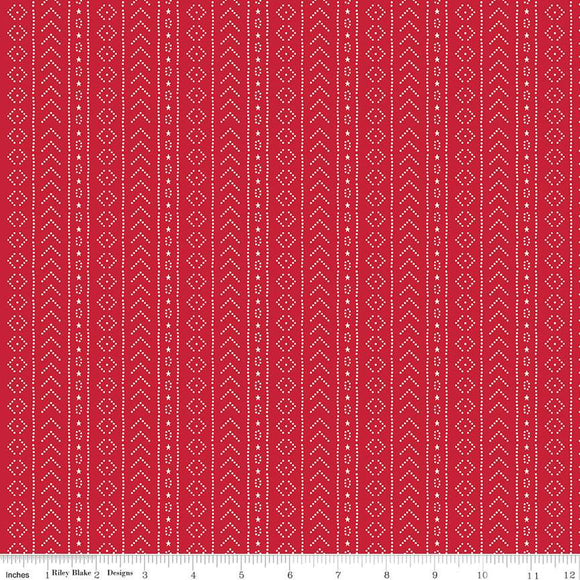 American Beauty Stripe C14447-RED by Dani Mogstad for Riley Blake Fabric- 1/2 YARD