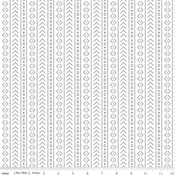 American Beauty Stripe C14447-WHITE by Dani Mogstad for Riley Blake Fabric- 1/2 YARD
