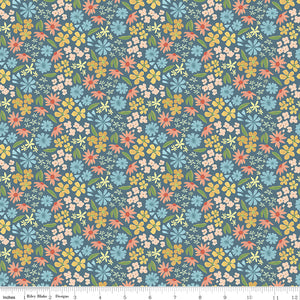 Albion Flowers C14591-BLUE by Amy Smart for  Riley Blake Designs- 1/2 yard