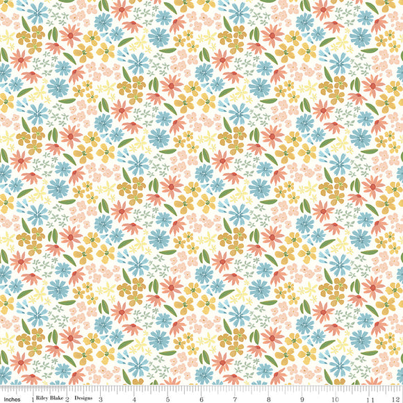 Albion Flowers C14591-CREAM by Amy Smart for  Riley Blake Designs- 1/2 yard