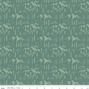 Albion Mountains C14592-GREEN by Amy Smart for  Riley Blake Designs- 1/2 yard