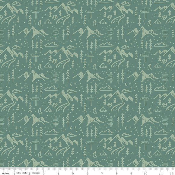 Albion Mountains C14592-GREEN by Amy Smart for  Riley Blake Designs- 1/2 yard