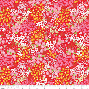Picnic Florals Flower Garden C14611-RED by My Mind's Eye- Riley Blake Designs- 1/2 yard