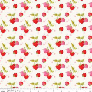 Picnic Florals Strawberries C14612-CREAM by My Mind's Eye- Riley Blake Designs- 1/2 yard