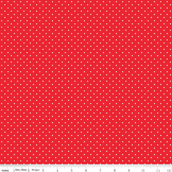Picnic Florals Dots C14615-RED by My Mind's Eye- Riley Blake Designs- 1/2 yard