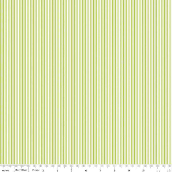 Picnic Florals Stripes C14616-GREEN by My Mind's Eye- Riley Blake Designs- 1/2 yard