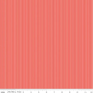 Picnic Florals Stripes C14616-RED by My Mind's Eye- Riley Blake Designs- 1/2 yard