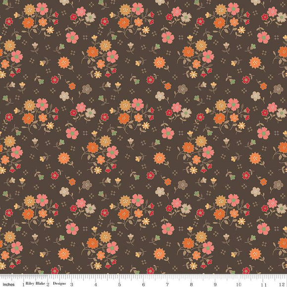 Autumn Floral C14650-RAISIN by Lori Holt for Riley Blake Designs- 1/2 Yard
