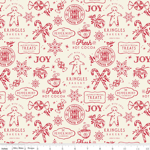 Merry Little Christmas Christmas Treats C14841-CREAM by My Mind's Eye- Riley Blake Designs- 1/2 Yard