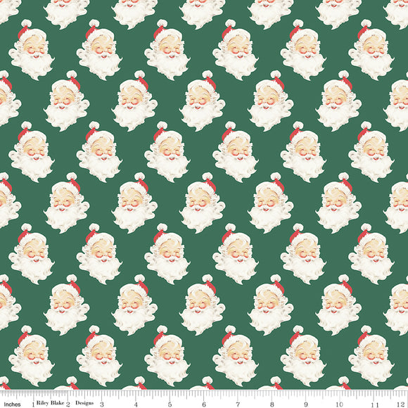 Merry Little Christmas Santa Heads C14842-GREEN  by My Mind's Eye- Riley Blake Designs- 1/2 Yard