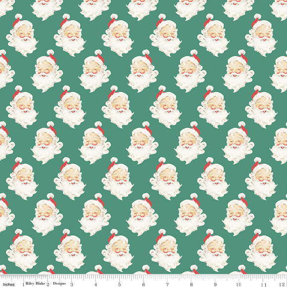 Merry Little Christmas Santa Heads C14842-PINE by My Mind's Eye- Riley Blake Designs- 1/2 Yard